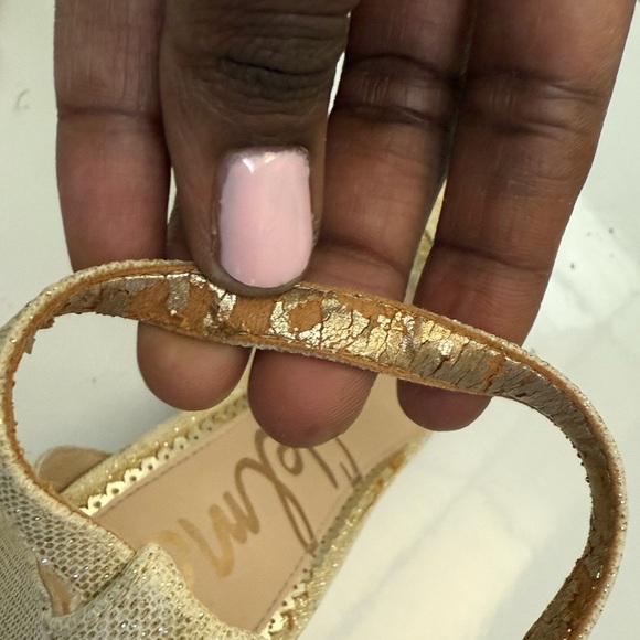 Sam Edelman Glittery Gold Heels Size 7 1/2 - Picture 5 of 7